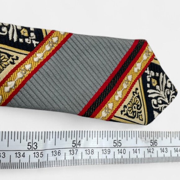 Barini Tie Vintage 1970's Wide Polyester Disco Loud Mod Striped Geometric Gray - Picture 6 of 6